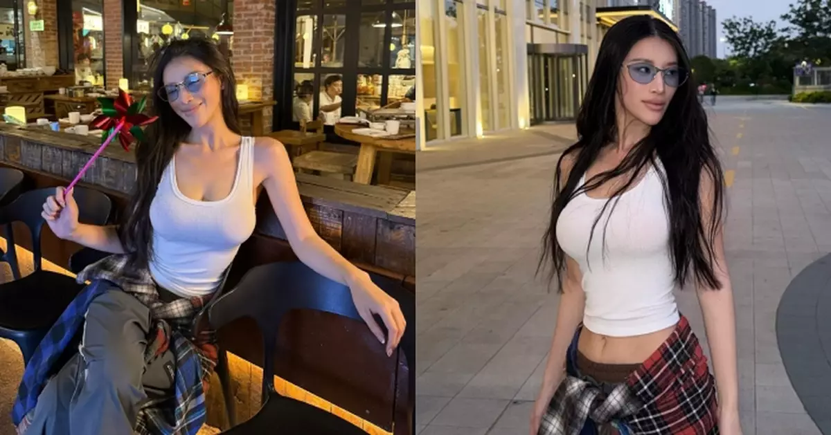 郭珮文Y2K造型遊杭州 小背心騷澎湃「大騎樓」