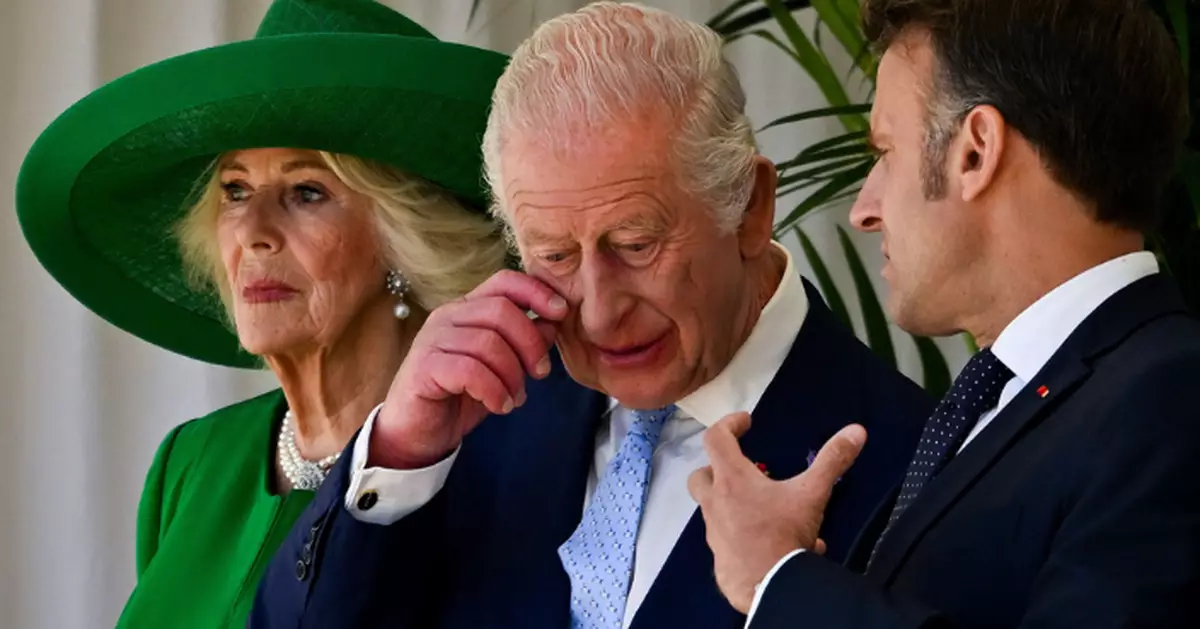 英王查理斯三世接待馬克龍現 「血輪眼」 王室急澄清：僅血管破裂​​