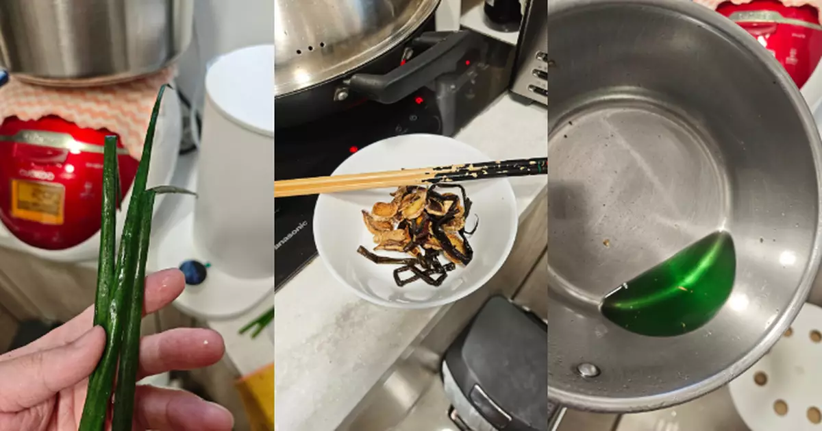 港男在家自製蔥油炸出詭異亮綠色  網民：自製「花露水」？