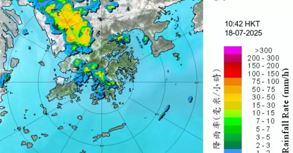 天文台：深圳強雷雨區南移　料未來一兩小時本港部分地區雨勢較大
