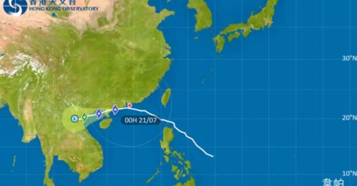 風暴消息｜料韋帕今日橫過廣東西部沿岸一帶並移向北部灣