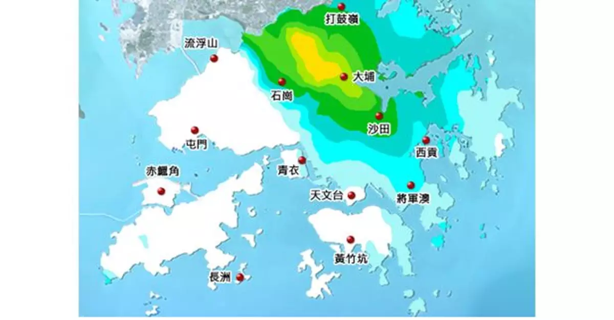 新界北部尤其上水一帶正受大雨影響　天文台籲市民遠離河道