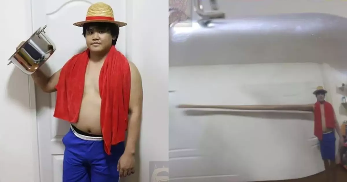 泰低成本Cosplay達人再爆神作 妙用鍋面反射神還原《海賊王》路飛伸長手臂