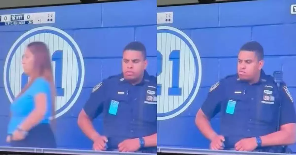 美警員球場值勤疑緊盯女球迷1部位遭轉播鏡頭拍下 影片瘋傳引兩極熱議