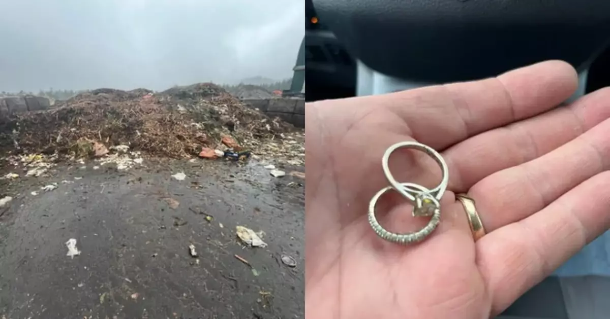 愛妻婚戒隨爆谷袋被丟棄 加籍男堆填區翻垃圾1小時終尋回珍貴信物