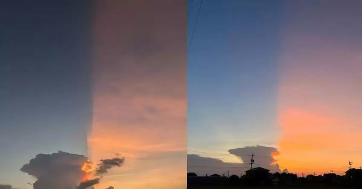 一半晚霞一半夜幕 日三重縣驚現「晝夜共存」罕見天象似動畫場景