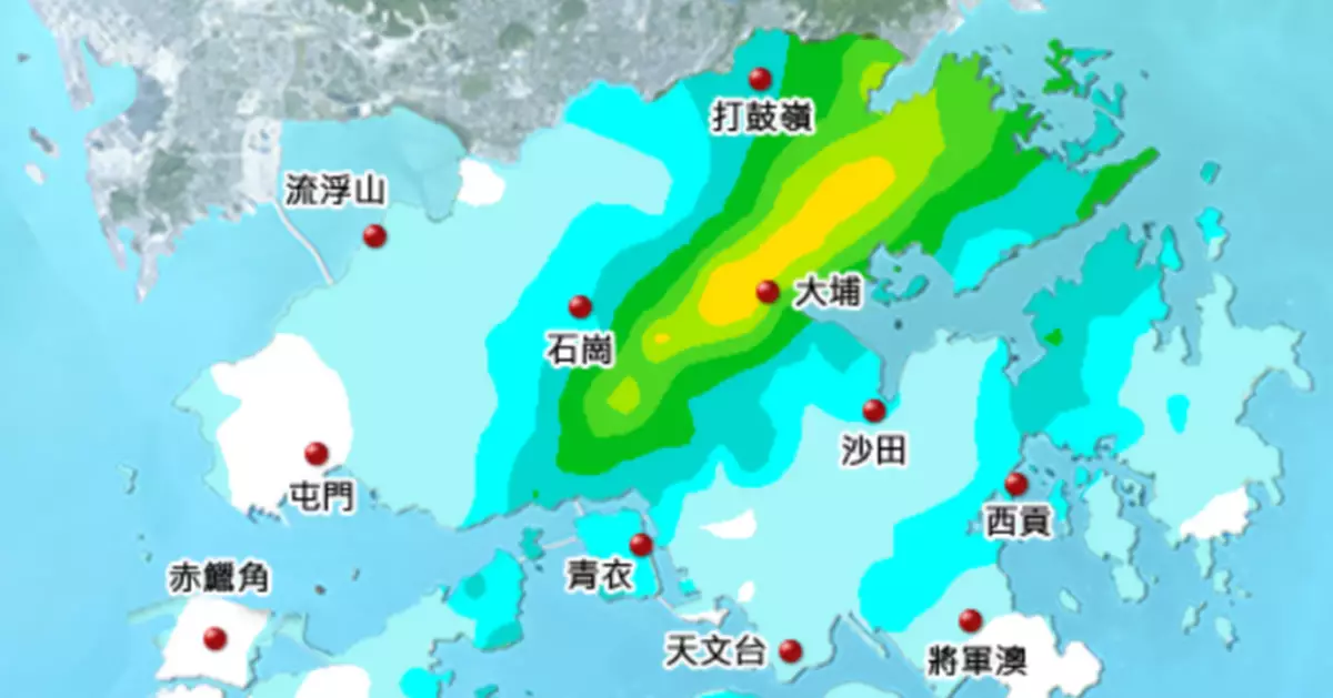 天文台發出新界北部水浸特別報告 指大埔雨勢特別大或有嚴重水浸