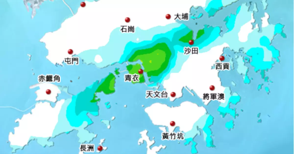 天文台﹕未來兩三小時本港料受大驟雨影響