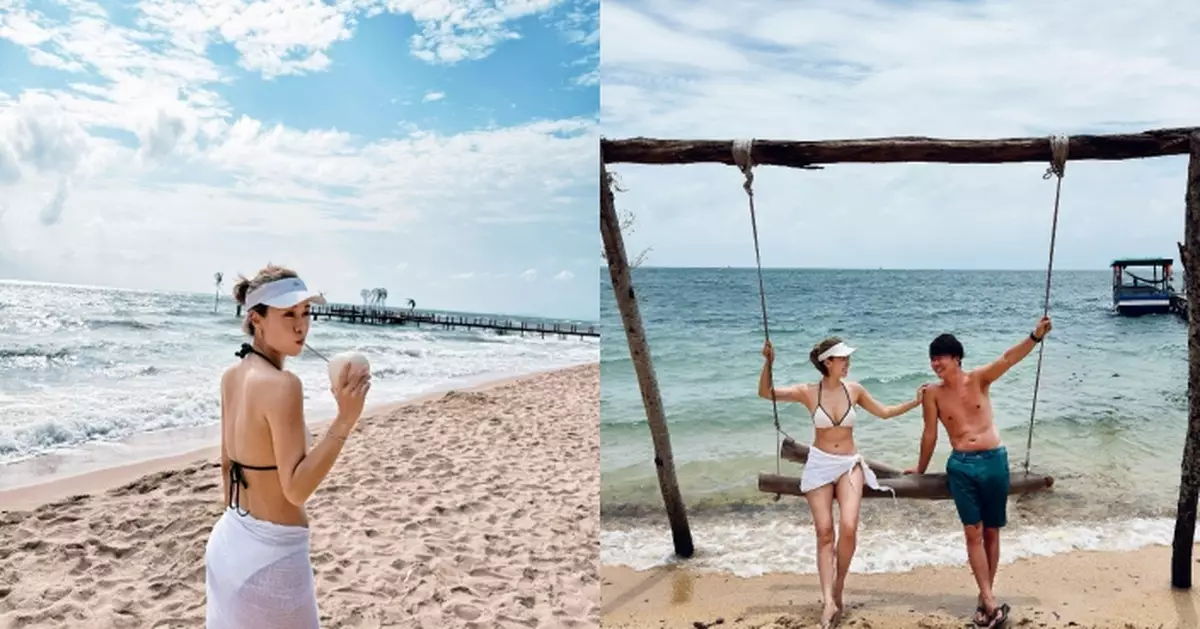 黃心穎着三點式晒玉背 與泥鯭海邊甜蜜放閃