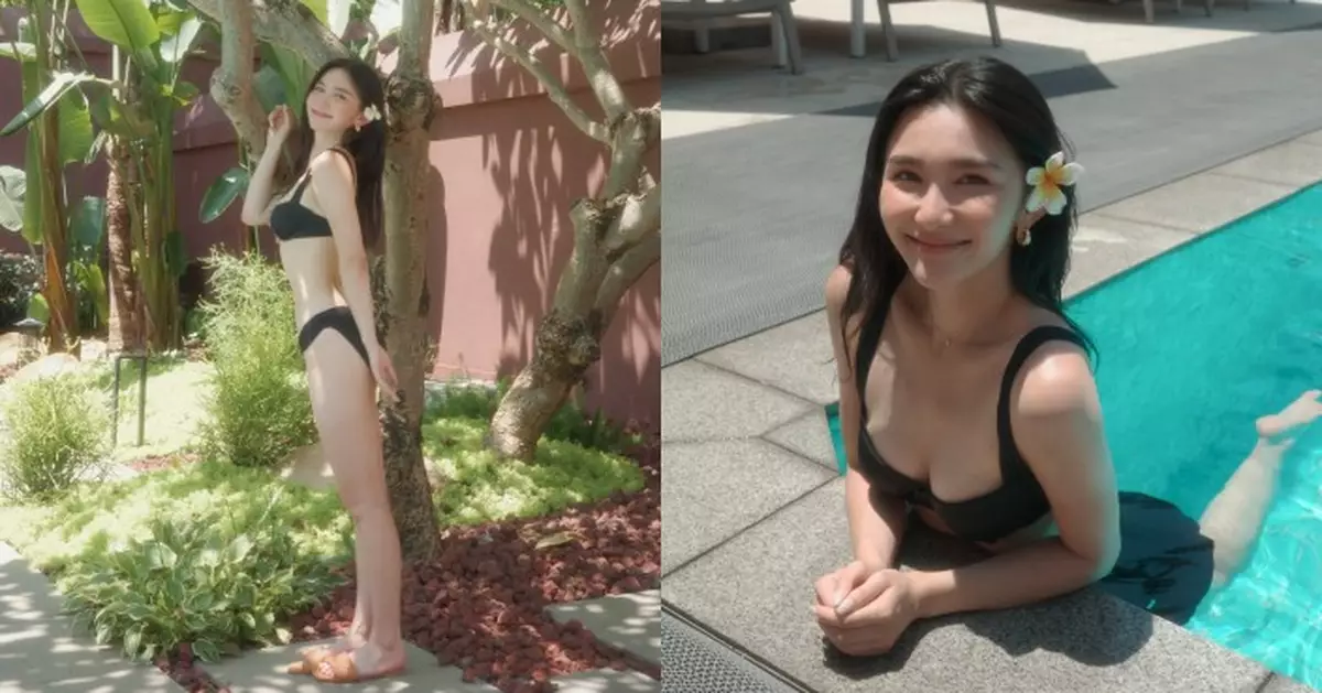 關楓馨泳池高炒晒黑色水着 狂影千張相揀靚相