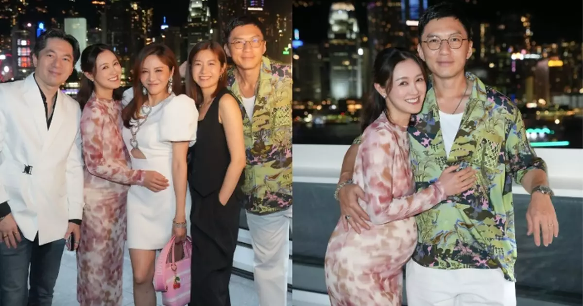 張寶兒挺7個月孕肚為囝囝契媽胡曦文慶生 攬實老公袁偉豪放閃