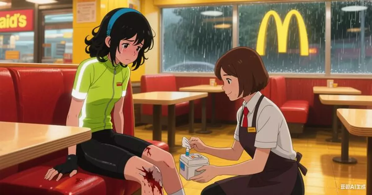 港女暴雨下遇車禍割傷大腿 麥記經理熱心照料兼霸氣講呢句 網讚：型爆！