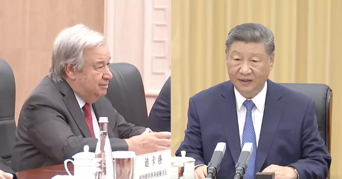 習近平天津晤古特雷斯及埃柬緬尼四國領導人