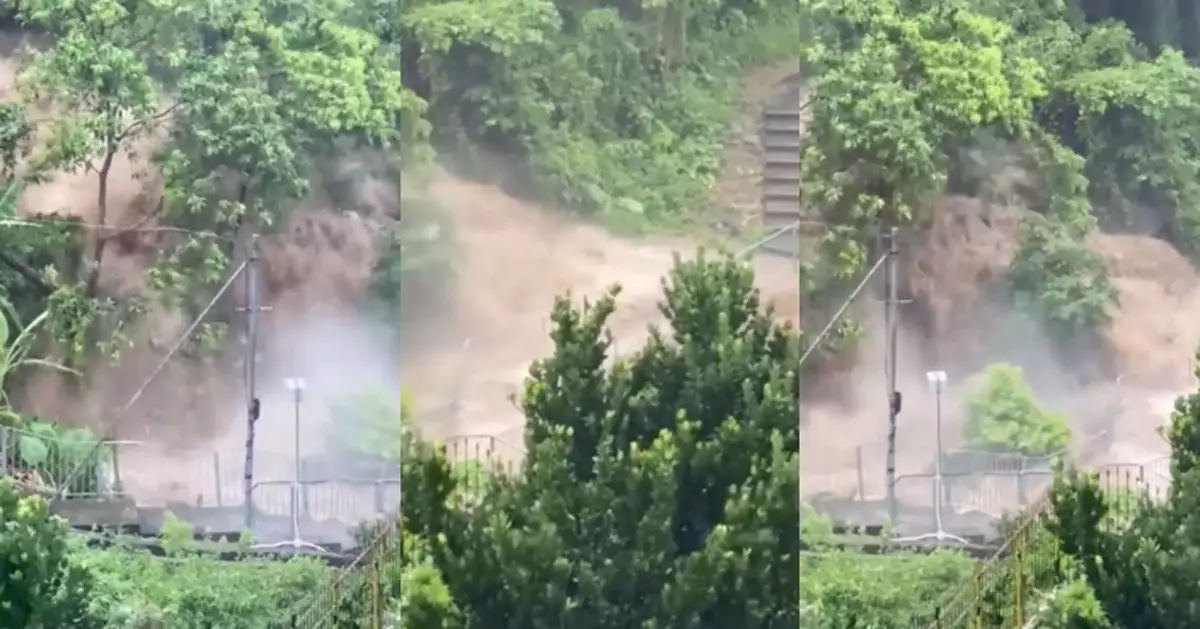 天氣 ｜ 天文台一周內兩度發出黑雨警告 荃灣現「黃泥水瀑布」