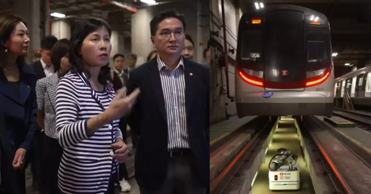 陳美寶到訪港鐵火炭車廠了解科技應用 包括車底檢測機械人等實地操作