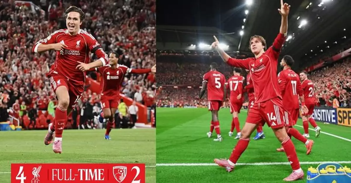 英超賽事　利物浦4:2主場挫般尼茅夫