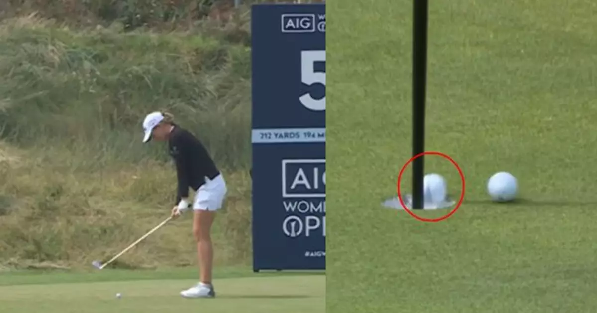 高球場現神奇一幕！英女揮桿發球撞別人球再一桿入洞