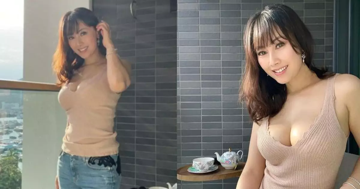 袁嘉敏晒南區海景豪宅 低胸背心居家Look騷豐滿身材