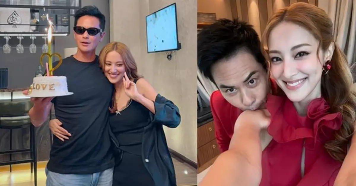 鄭嘉穎56歲生日 與陳凱琳情侶裝咀嘴慶生