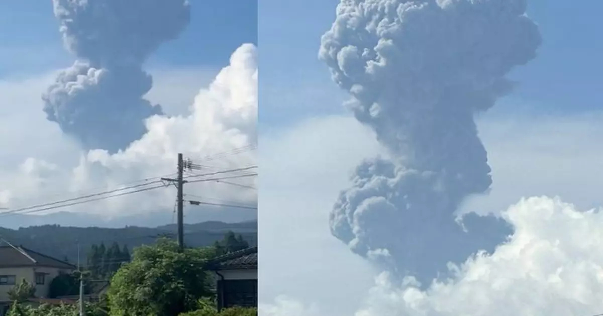 日本新燃岳火山再度猛烈噴發 火山灰柱高達5500米