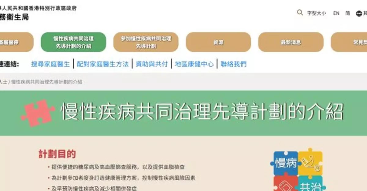 當局稱初步分析顯示「慢病共治計劃」參加者健康狀況普遍改善