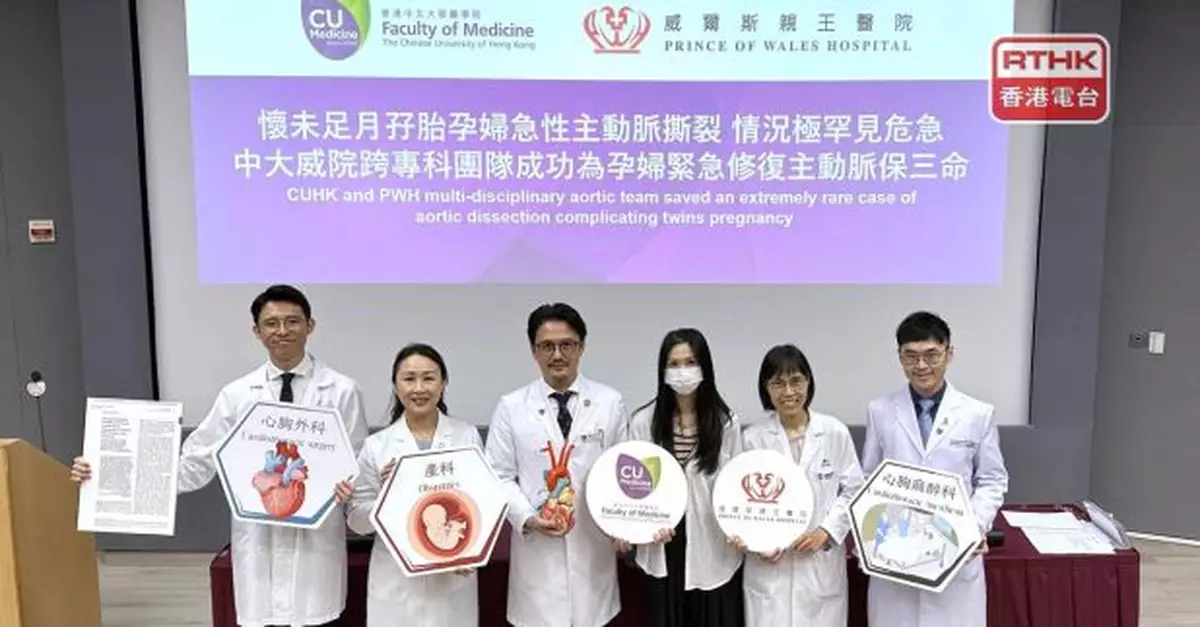 中大與威院跨專科團隊為孕婦修復主動脈　成功保孕婦與孖胎性命