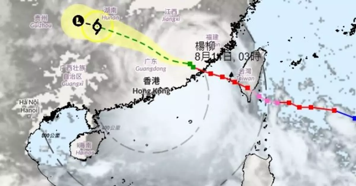 天文台：除非楊柳採取較南路徑靠近珠江口　改發更高信號機會為低