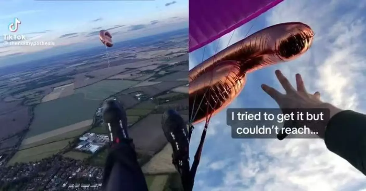 玩滑翔傘遭飄飛氣球纏繞裝備險出事 外籍男全程冷靜應對終安全著陸