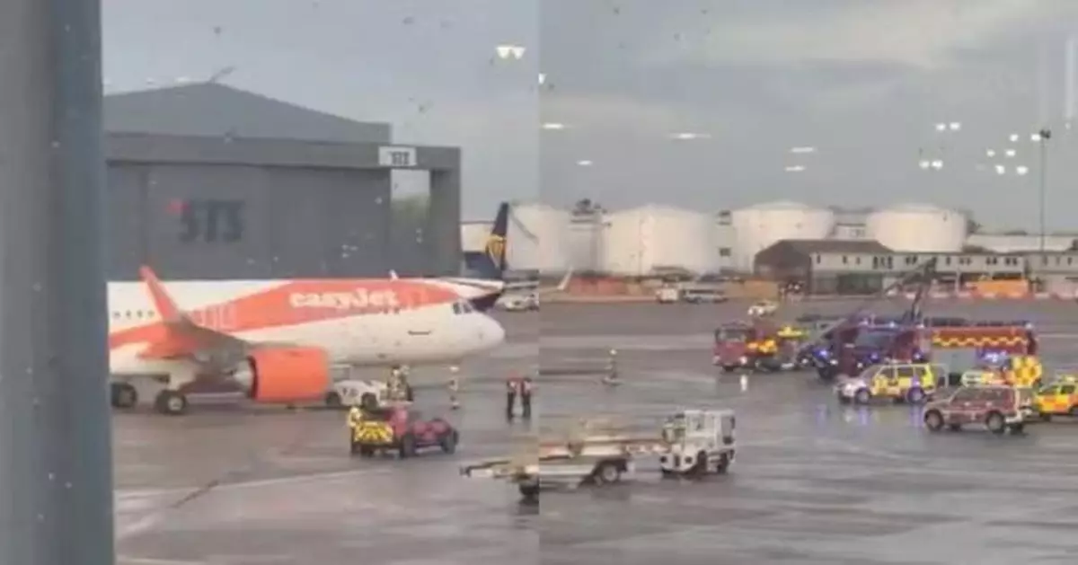 起飛前「出車禍」 英易捷航空客機滑行道撞牽引車致航班取消