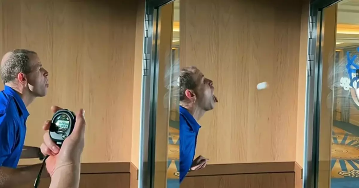 口吐乒乓球彈牆再以嘴接返 美挑戰達人30秒完成51次再創世界紀錄