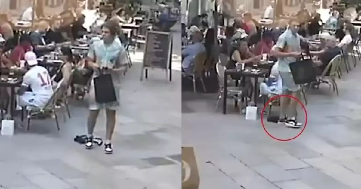 遊客手袋放座椅下 巴塞隆納賊人伸腳勾袋動作自然流暢疑屬慣犯