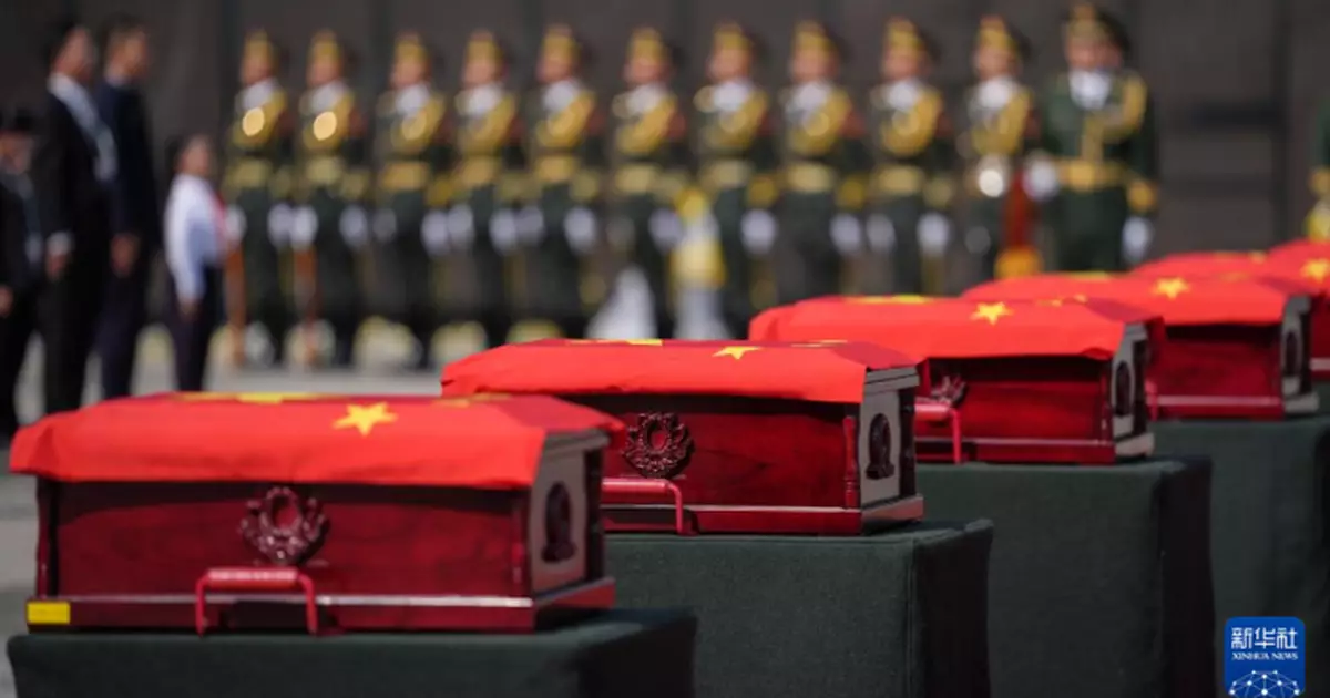 30位在韓中國人民志願軍烈士遺骸在瀋陽安葬