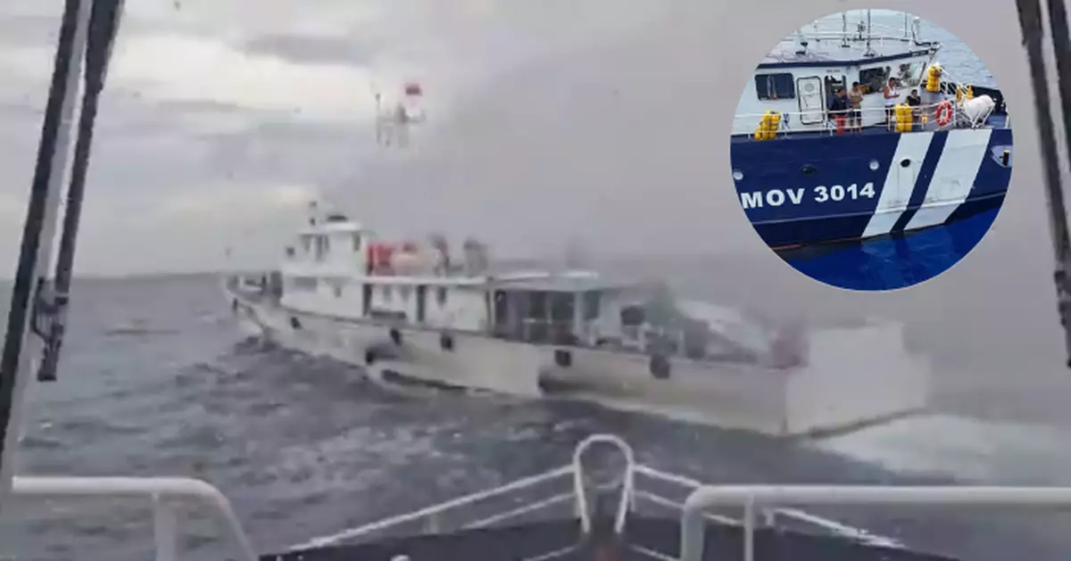 中國海警水炮驅離闖黃岩島菲律賓公務船 菲指玻璃窗碎裂船身受損一人受傷