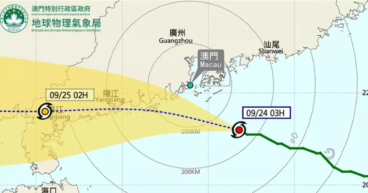 風暴樺加沙｜澳門改掛9號風球 5時半將改掛10號風球