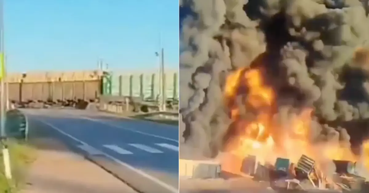 俄羅斯載汽油火車平交道與貨車相撞引發大火1死2傷