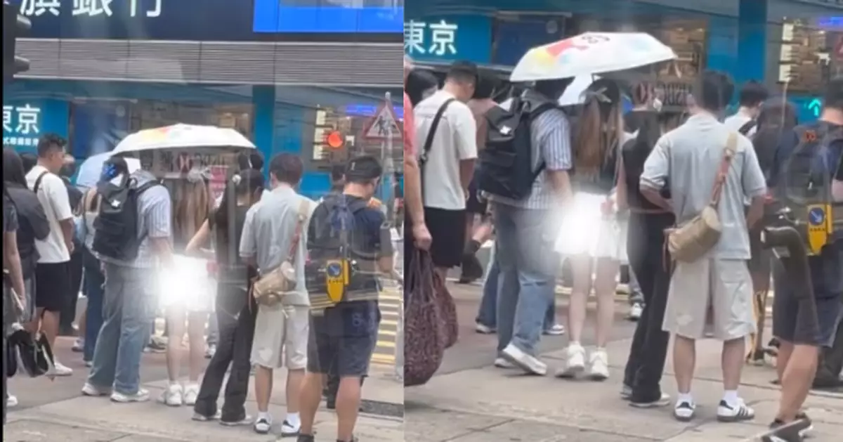 旺角街頭襯衫男狂摷女伴短裙 不雅舉動途人側目　網民狂批：不尊重、失禮人