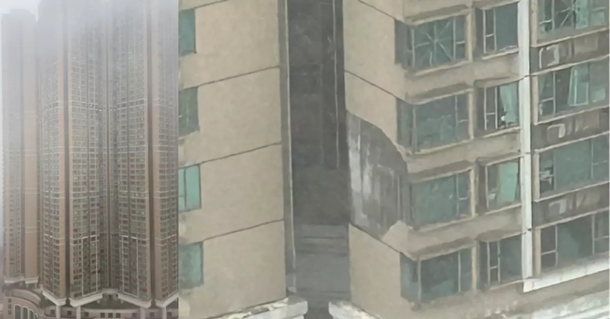 風暴樺加沙｜深井住宅外牆整幅吹走　網民驚呼：從未見過咁癲