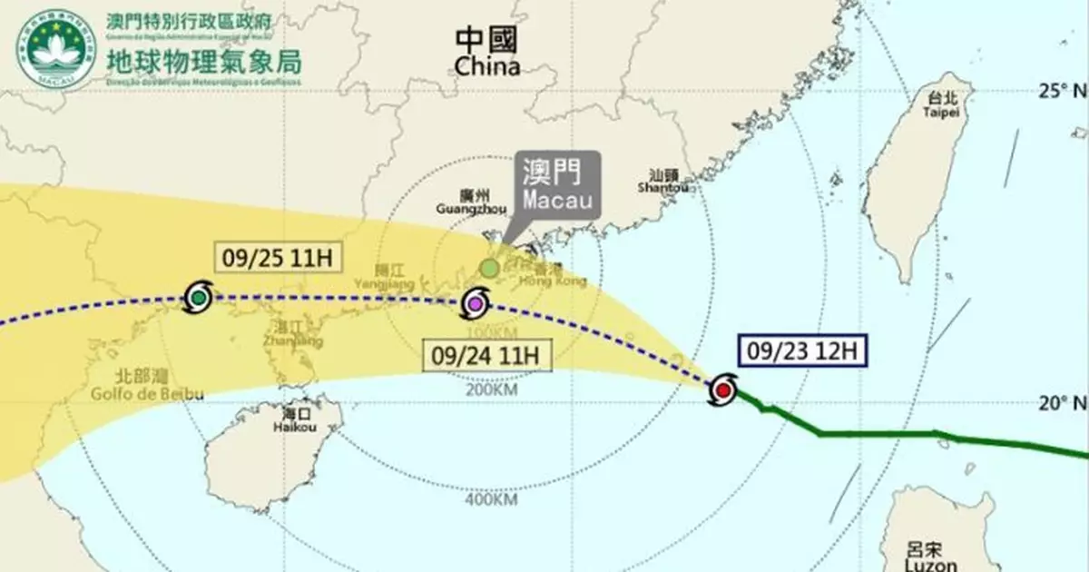 風暴樺加沙 |  澳門氣象局：星期三凌晨發9號風球機會高　清晨改發10號可能性較高