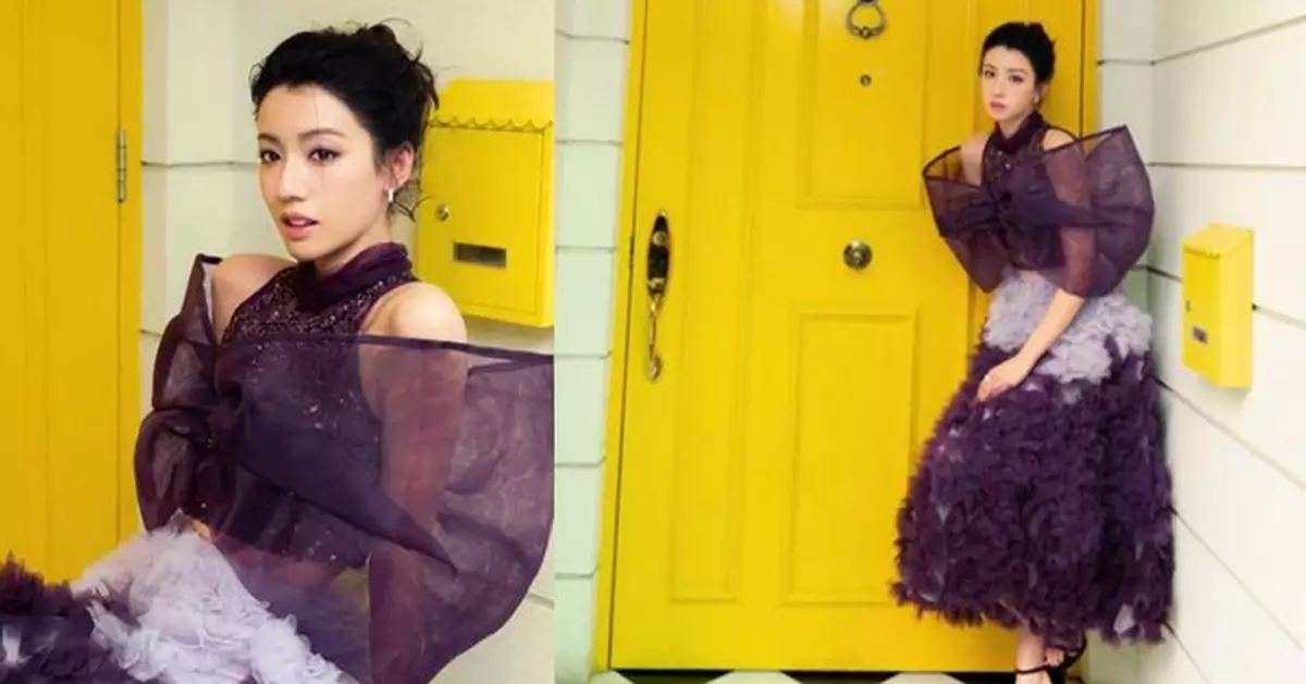 蔡思貝穿紫色露肩紗裙散仙氣 網民激讚「靚到癲」：可唔可以搭枱？