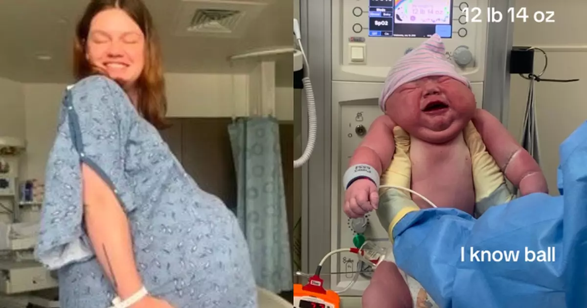 美孕婦挺巨肚生日當天誕5.8kg巨嬰 刷新醫院3年來「最重初生嬰」紀錄