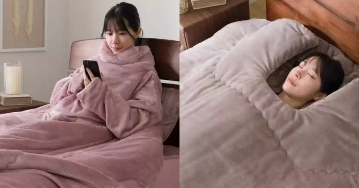 號稱可全面防寒！日本推奇葩造型毛毯包全身僅露頭部 躺入似「棺材」！