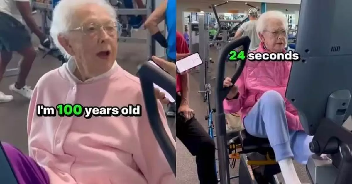 健身房踩飛輪體力驚人 美百歲嫲嫲揭「長壽祕訣」唔係補品而係……