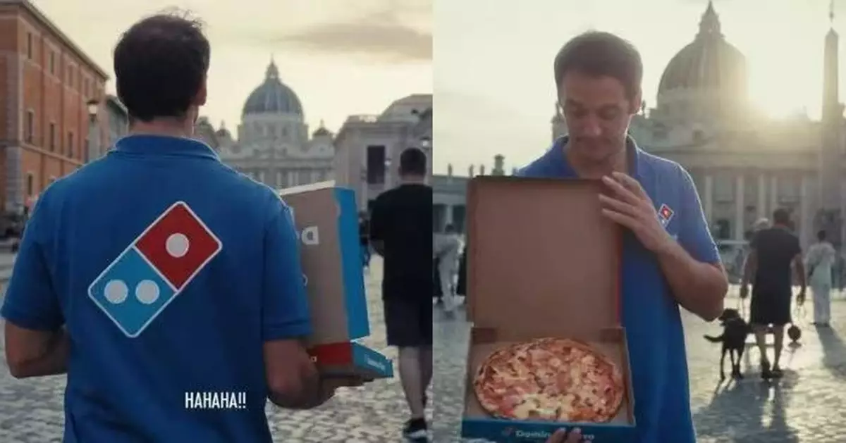 拍片讓外賣員捧夏威夷薄餅走過梵諦岡聖門 德達美樂公司：菠蘿薄餅不再有罪