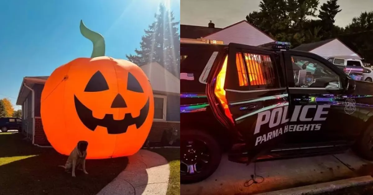 不甘被困家門口？ 美巨型充氣南瓜「逃家」街頭亂滾 遭警方「捉拿」押返警局