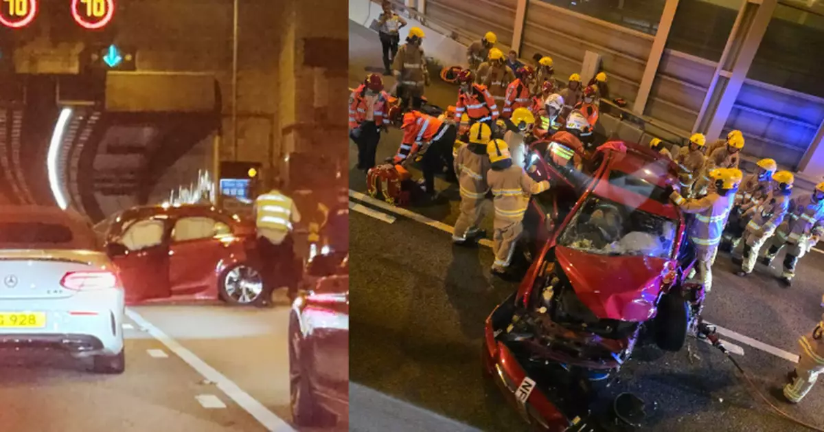 青沙公路私家車與重型車相撞3人傷 私家車司機涉危駕被捕