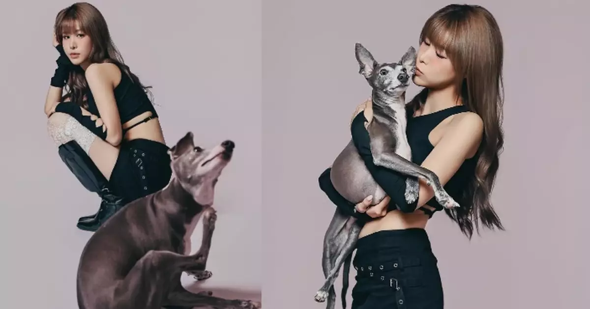 港姐季軍古佩玲與愛犬拍寫真 暗黑造型性感又型格