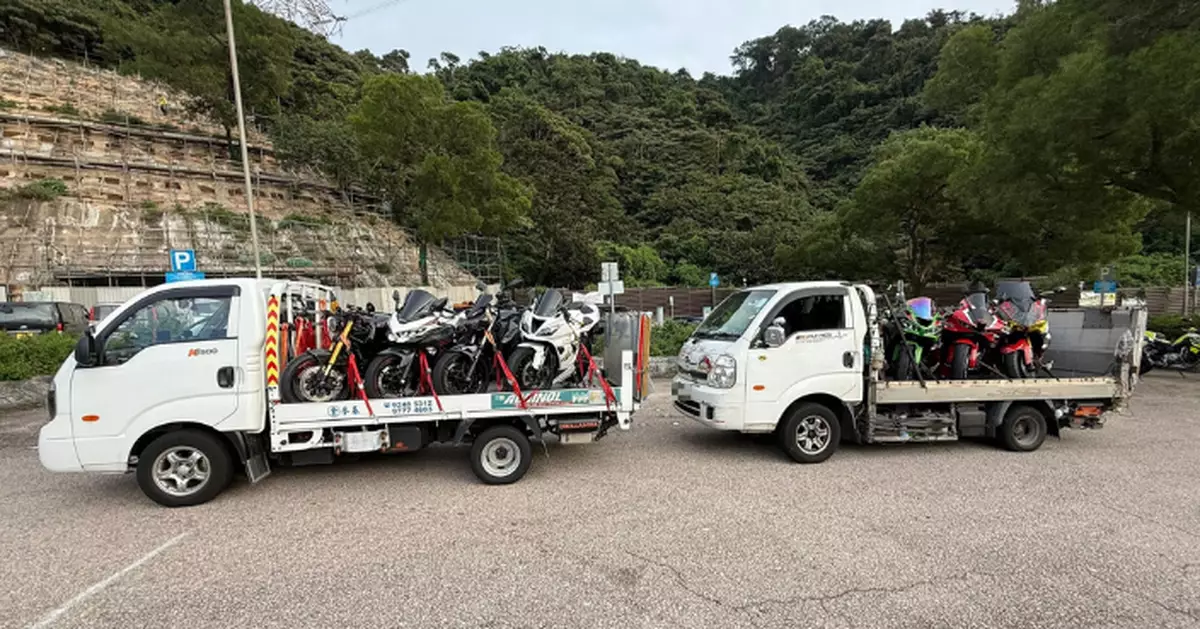 警方打擊非法賽車和非法改裝車輛 大埔道截8電單車