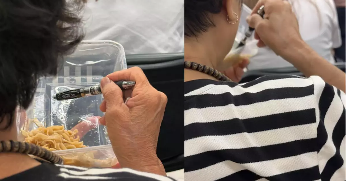 疑外賣無餐具 阿婆用「一文具」代替 網笑：點都好過用手