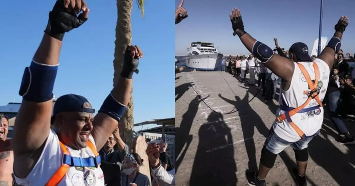 有片！最強牙力 埃及大力士牙咬繩索拉動700噸巨輪 再戰世界紀錄