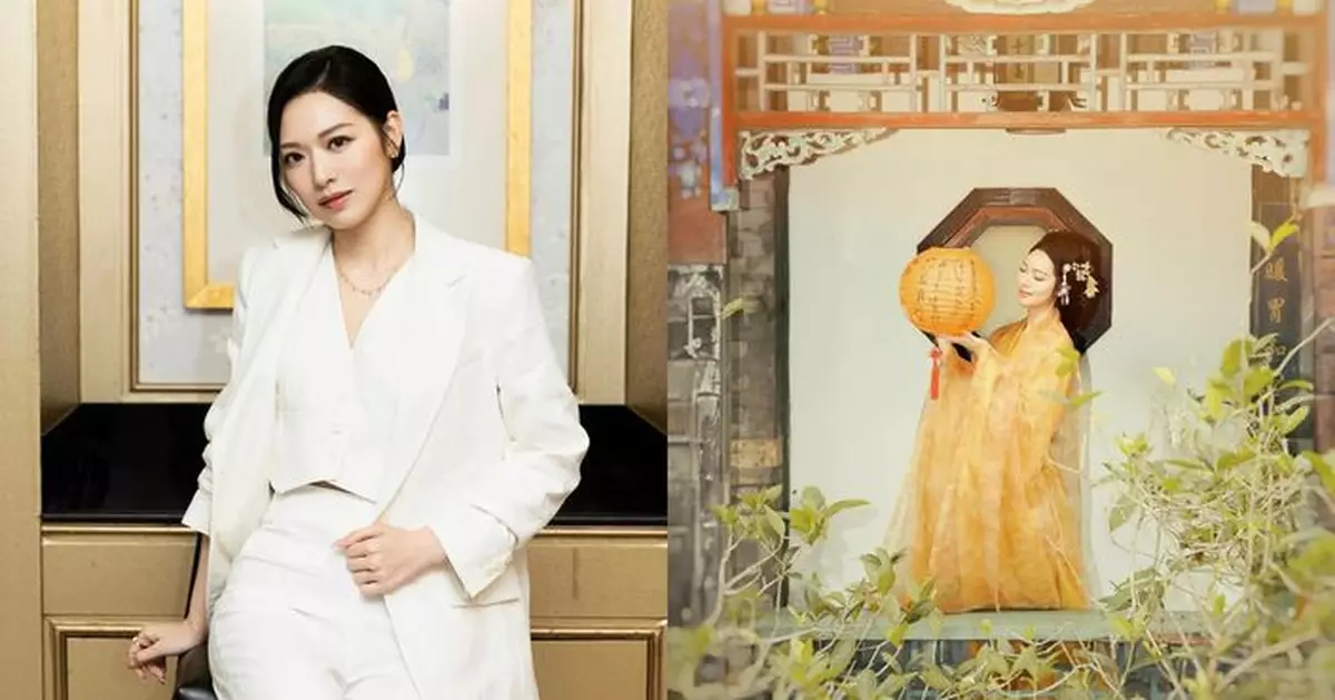 馮盈盈著古裝賀中秋 手拎燈籠晒仙氣